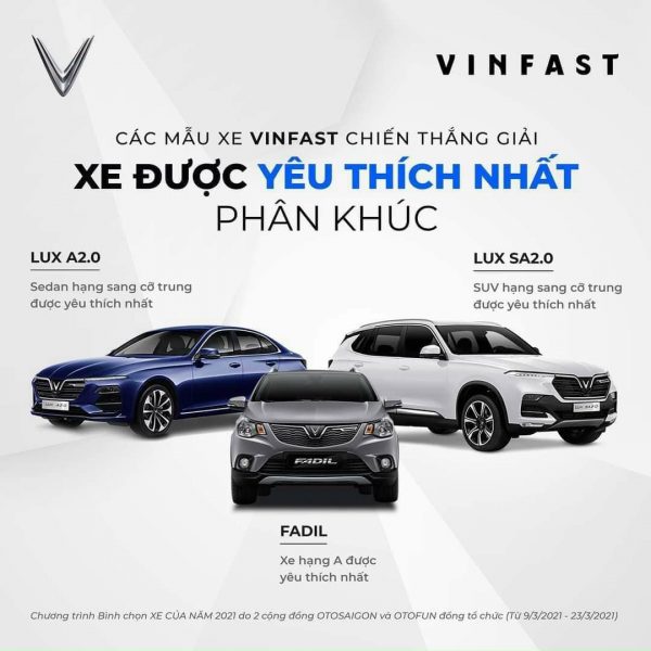 , VinFast Fadil thắng áp đảo giải “Xe được yêu thích nhất phân khúc A”, Vinfast Mỹ Đình | Đại lý xe ô tô Vinfast chính hãng uy tín tại Hà Nội